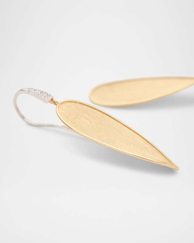 18K Gold Lunaria Twist Petal Drop Earrings with Diamonds